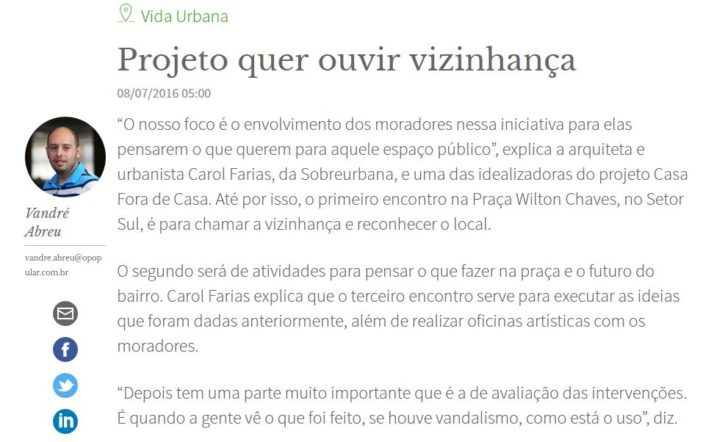 08-07-2016 - Jornal O Popular - Vida Urbana