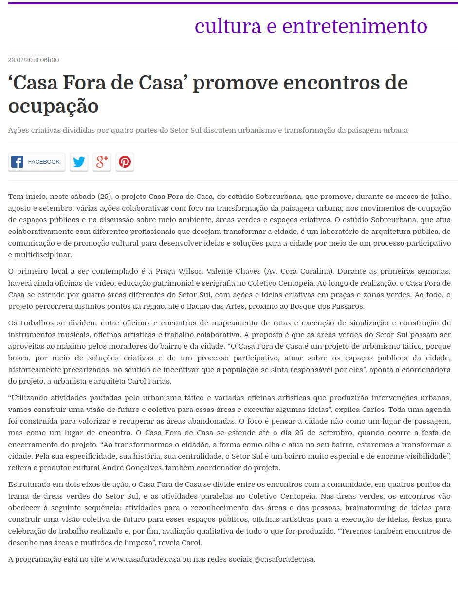 o hoje casa fora de casa